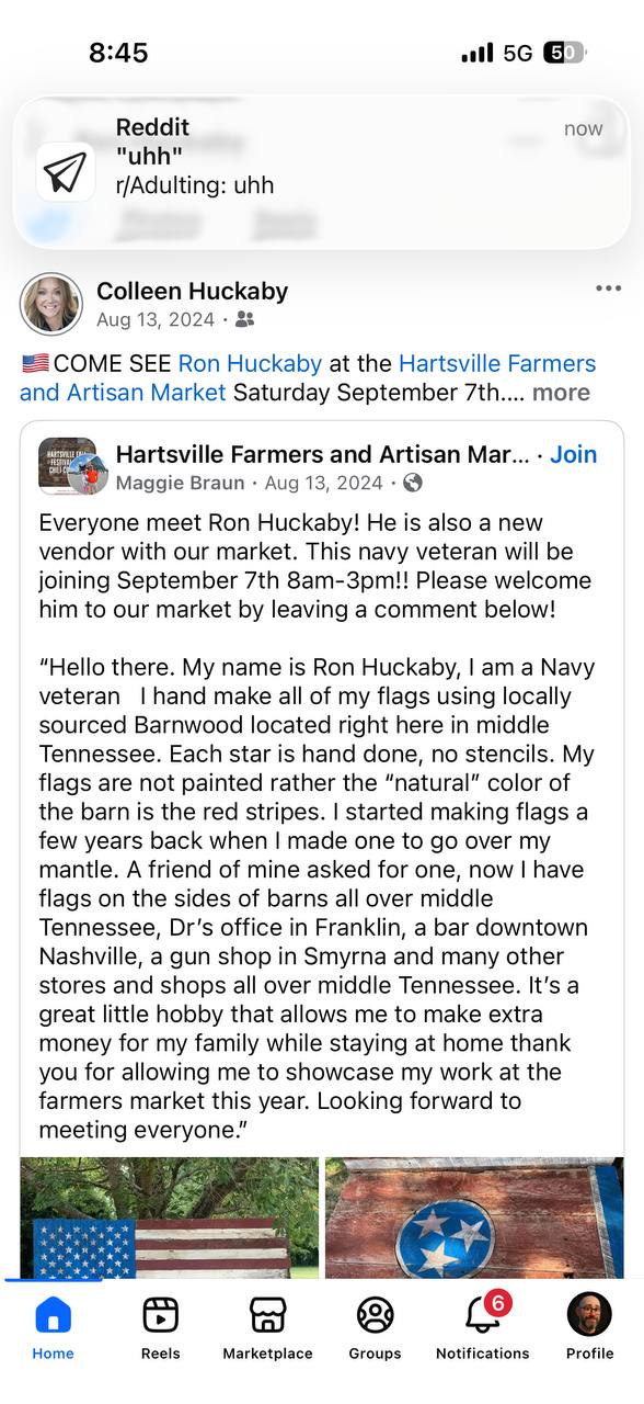 Large handcrafted barnwood American flag